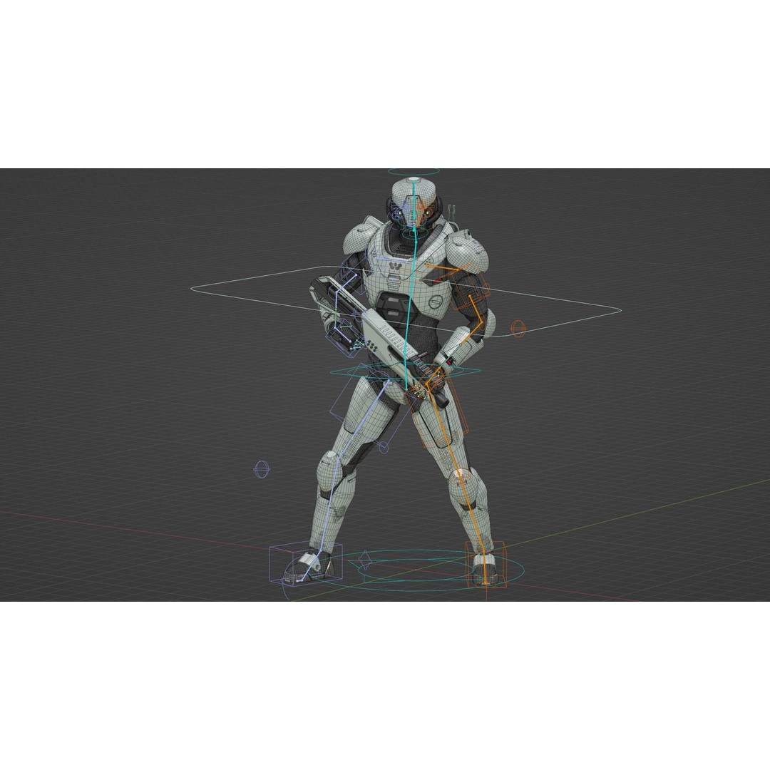 Cyborg SOL-20 3D Model – Rigged Sci-Fi Character for Animation - View 38