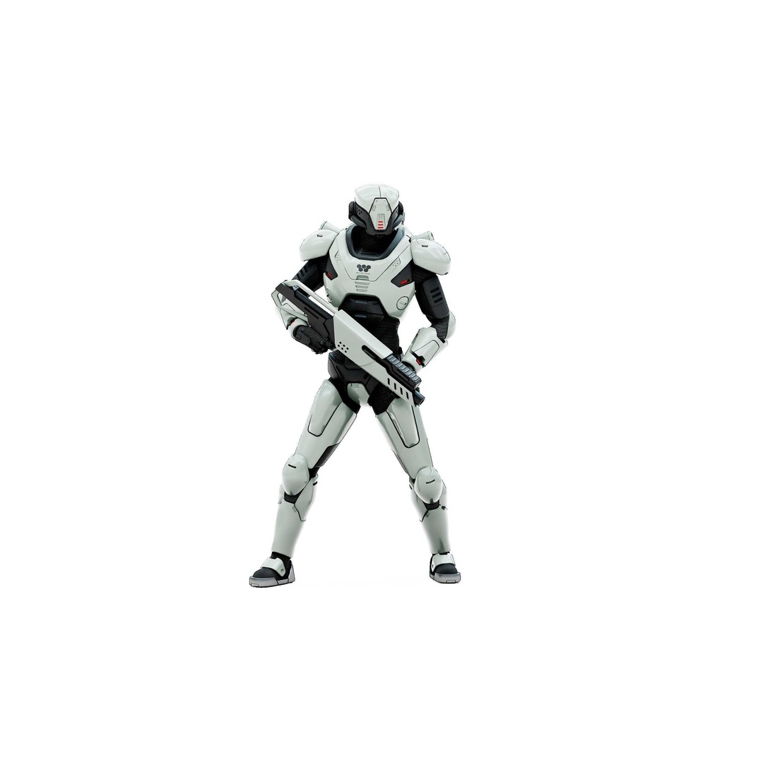 Cyborg SOL-20 3D Model – Rigged Sci-Fi Character for Animation - View 4