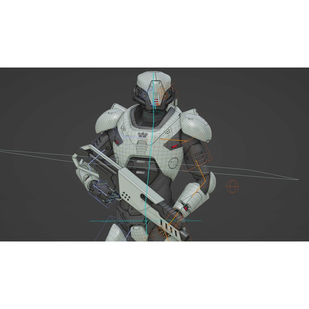 Cyborg SOL-20 3D Model – Rigged Sci-Fi Character for Animation - View 40