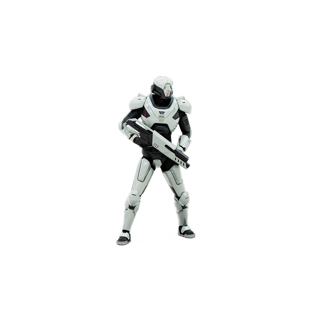 Cyborg SOL-20 3D Model – Rigged Sci-Fi Character for Animation - View 5
