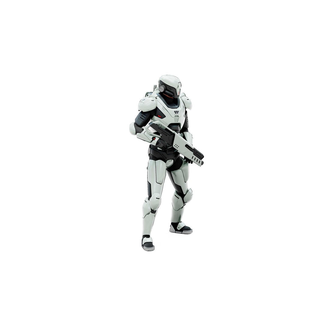 Cyborg SOL-20 3D Model – Rigged Sci-Fi Character for Animation - View 7