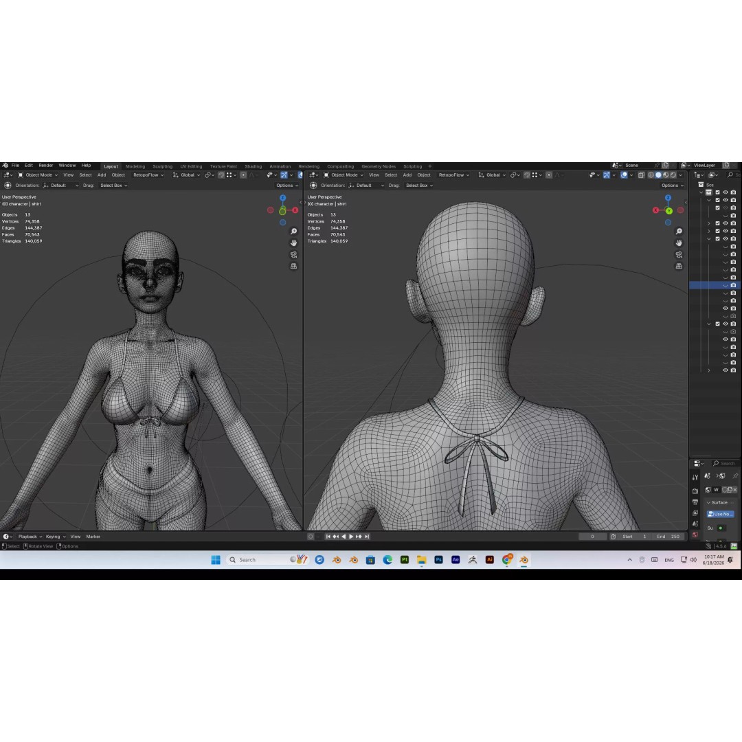 Cute Girl 3D Model – High Detail Rigged Character, PBR 8K