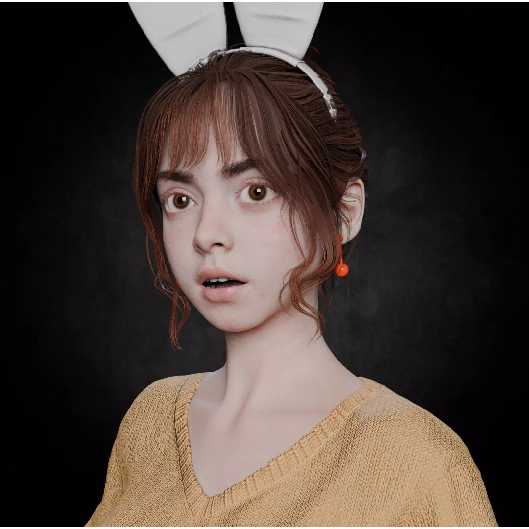Cute Girl 3D Model – High Detail Rigged Character, PBR 8K - View 11