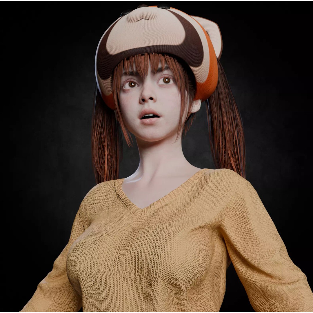 Cute Girl 3D Model – High Detail Rigged Character, PBR 8K - View 13