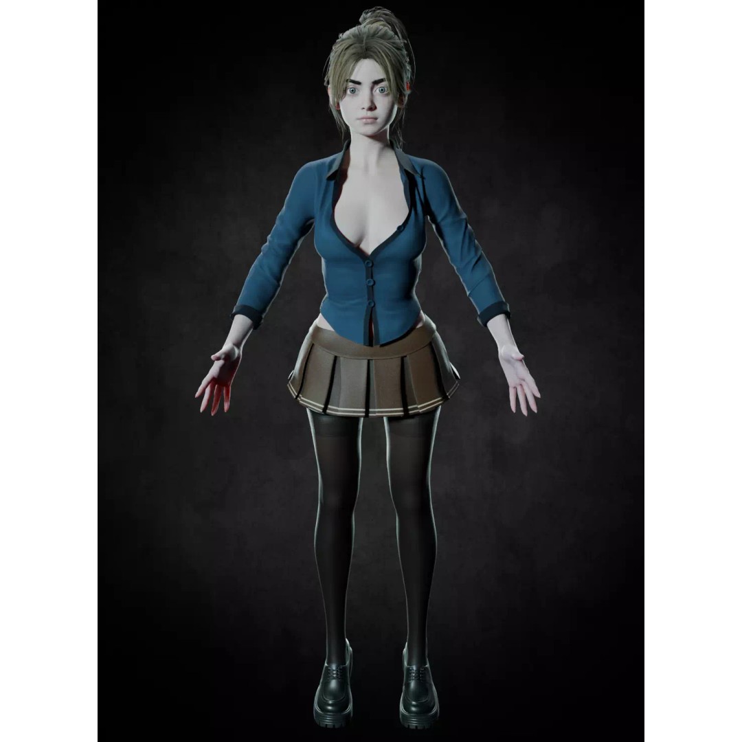 Cute Girl 3D Model – High Detail Rigged Character, PBR 8K - View 17