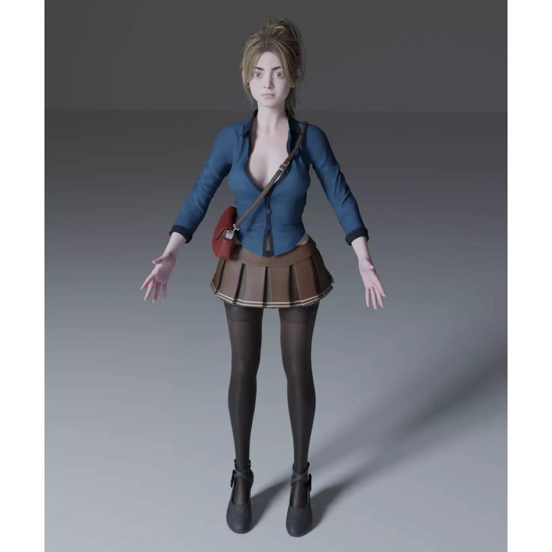 Cute Girl 3D Model – High Detail Rigged Character, PBR 8K - View 18