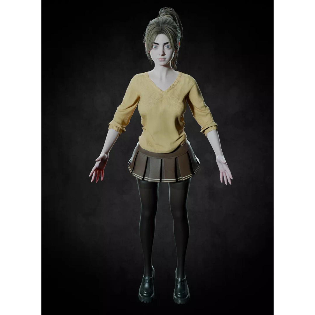 Cute Girl 3D Model – High Detail Rigged Character, PBR 8K - View 19