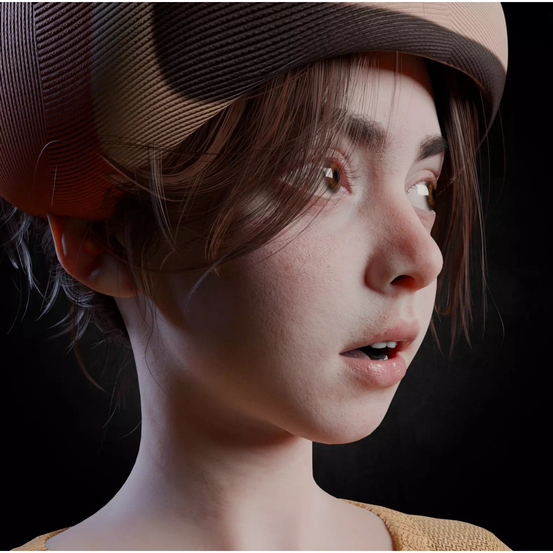 Cute Girl 3D Model – High Detail Rigged Character, PBR 8K - View 2