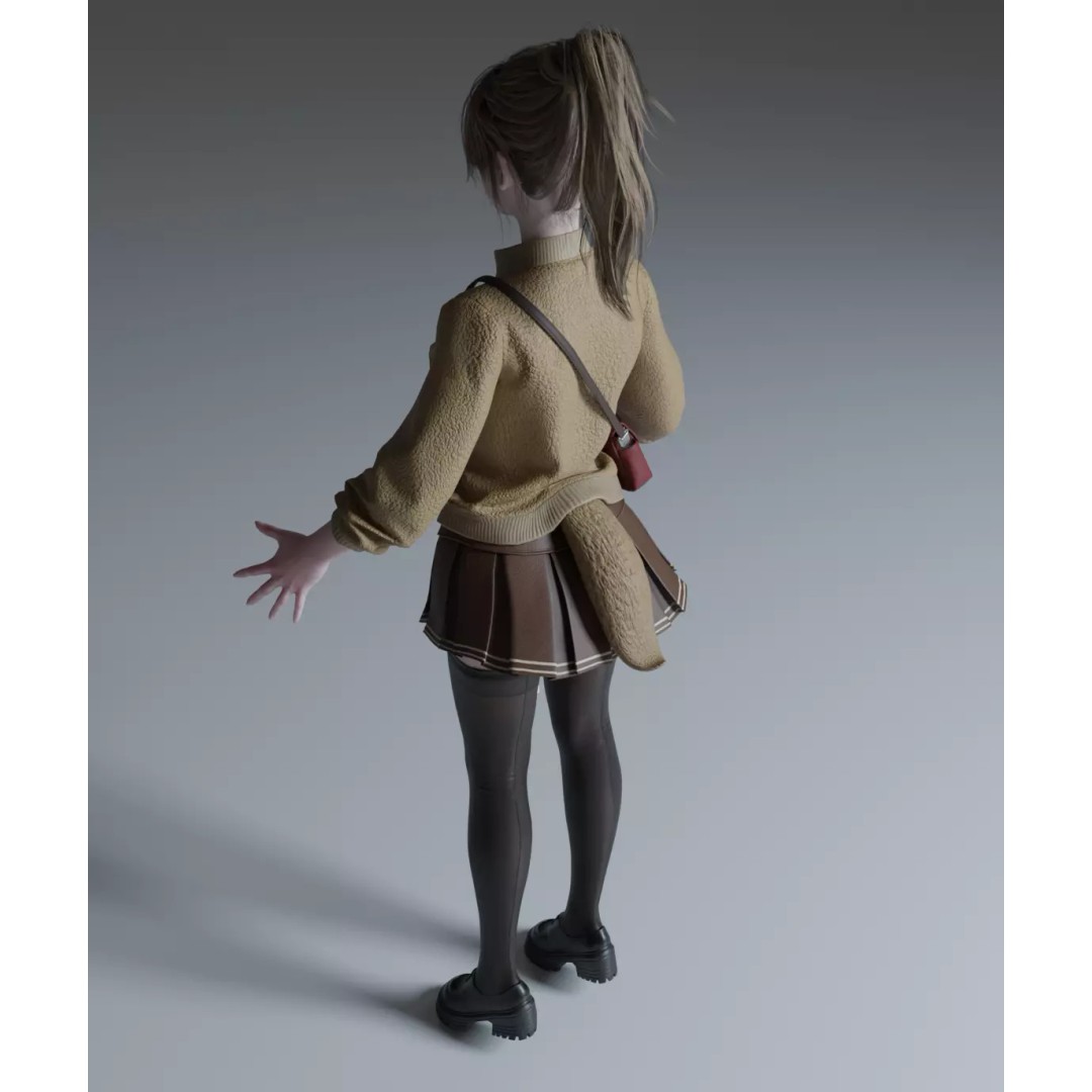 Cute Girl 3D Model – High Detail Rigged Character, PBR 8K - View 20