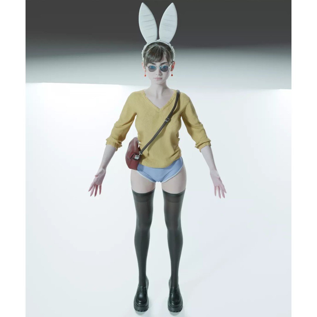 Cute Girl 3D Model – High Detail Rigged Character, PBR 8K - View 22