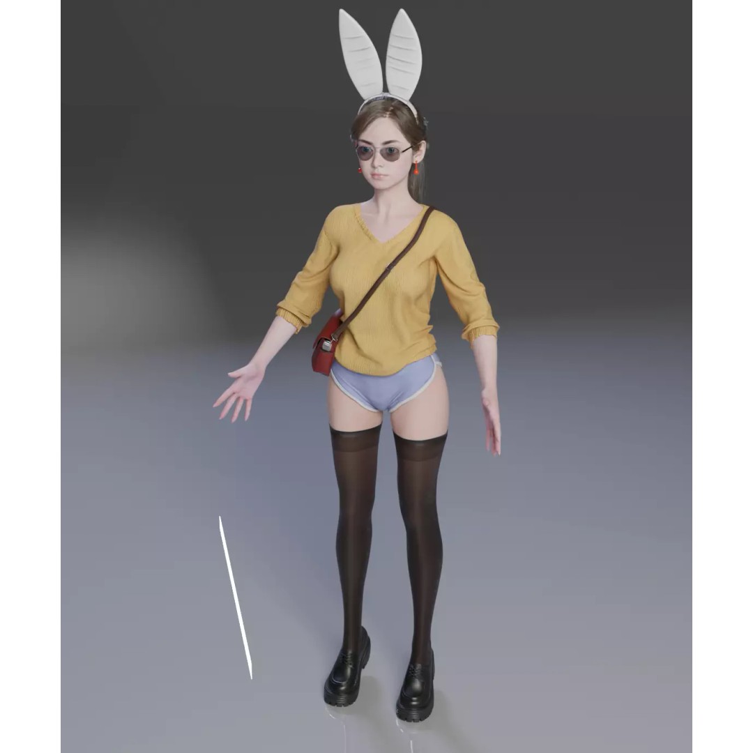 Cute Girl 3D Model – High Detail Rigged Character, PBR 8K - View 24