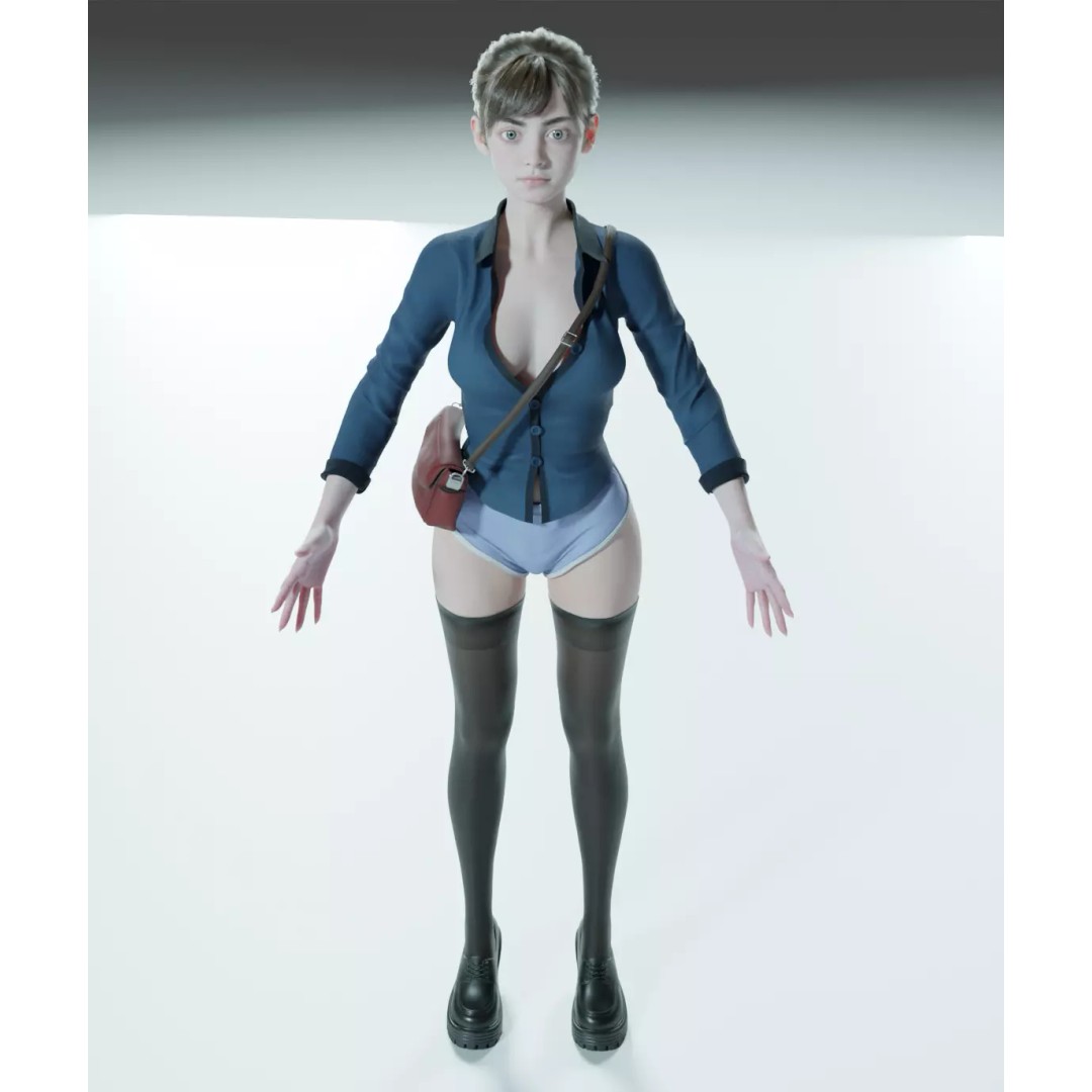 Cute Girl 3D Model – High Detail Rigged Character, PBR 8K - View 25