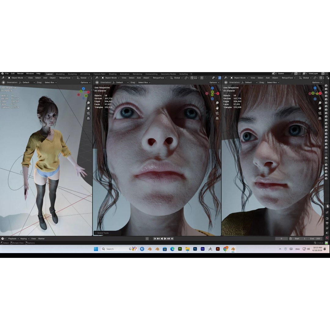Cute Girl 3D Model – High Detail Rigged Character, PBR 8K - View 36