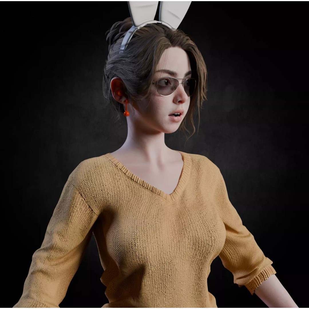 Cute Girl 3D Model – High Detail Rigged Character, PBR 8K - View 4