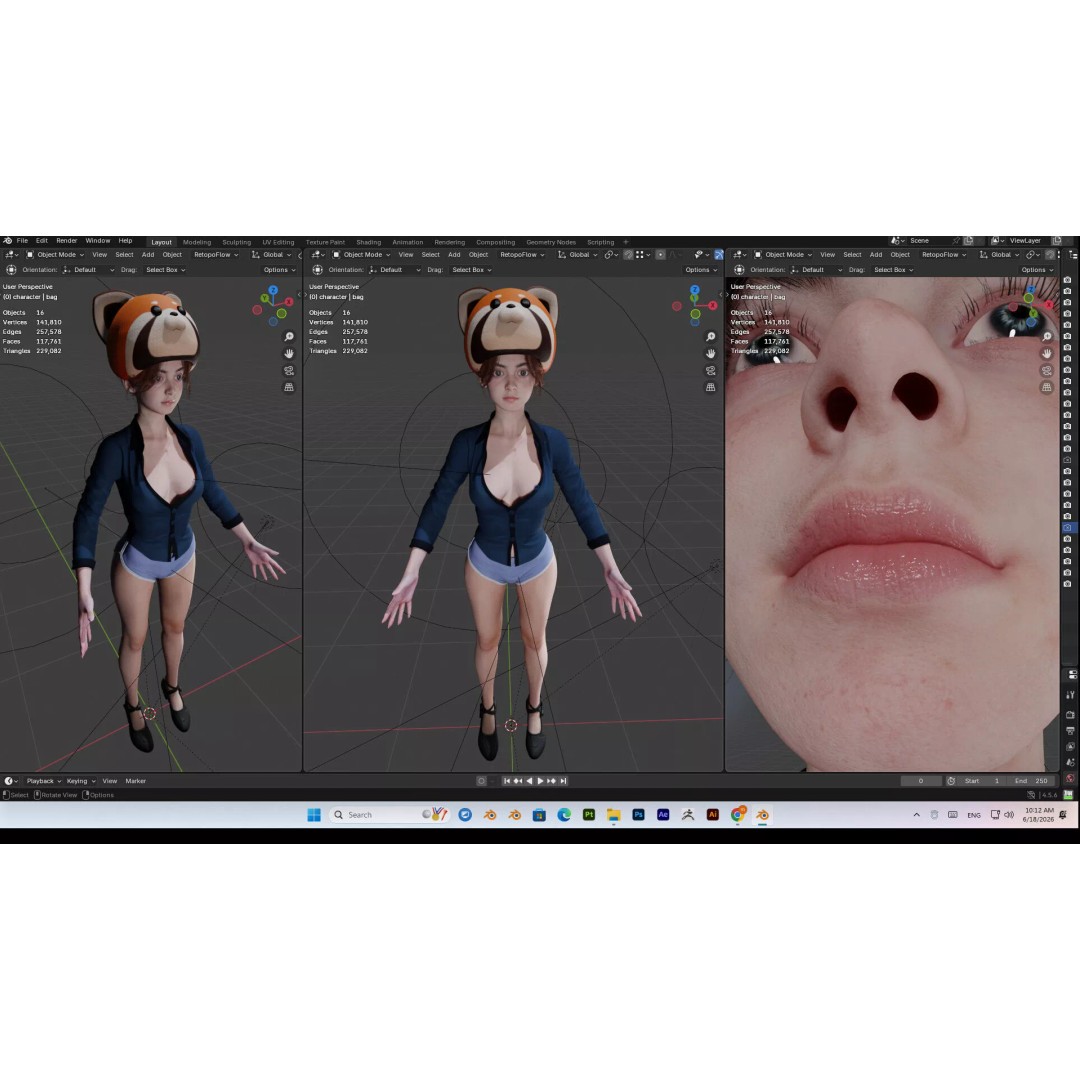 Cute Girl 3D Model – High Detail Rigged Character, PBR 8K - View 40