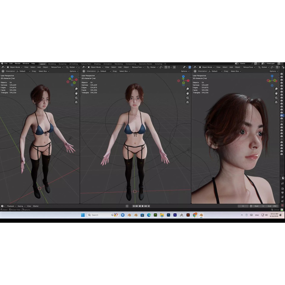 Cute Girl 3D Model – High Detail Rigged Character, PBR 8K - View 42