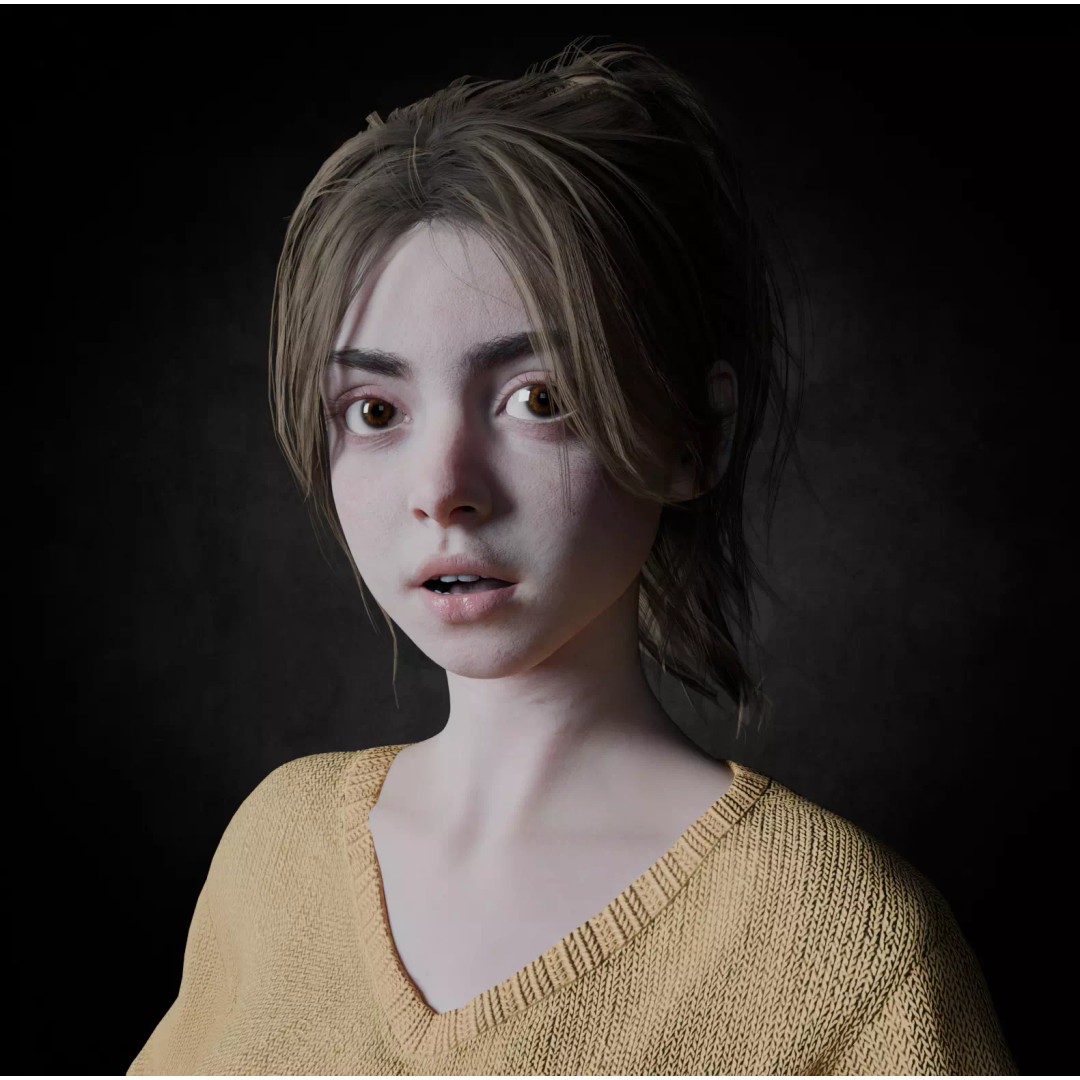 Cute Girl 3D Model – High Detail Rigged Character, PBR 8K - View 6