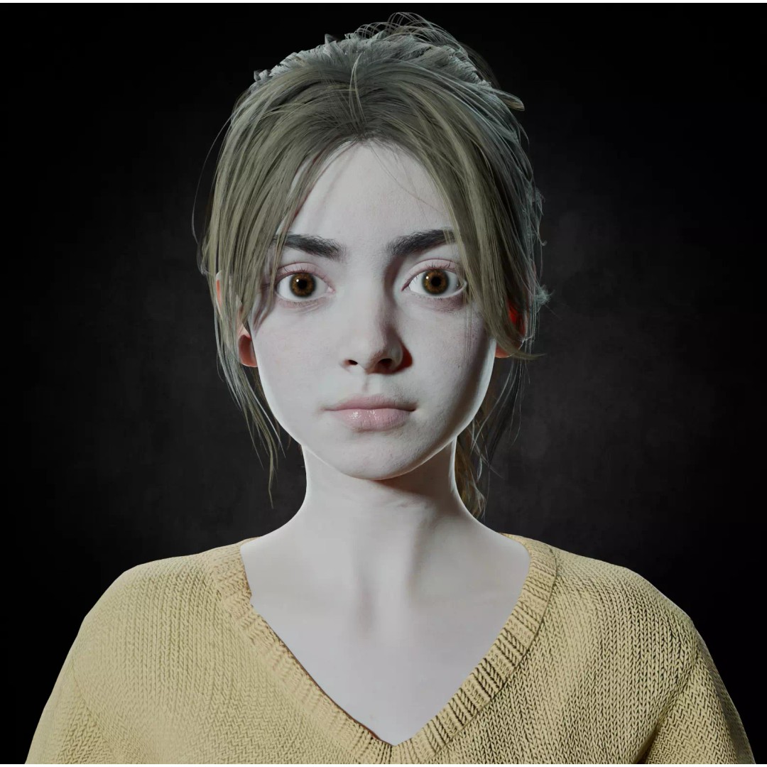 Cute Girl 3D Model – High Detail Rigged Character, PBR 8K - View 7