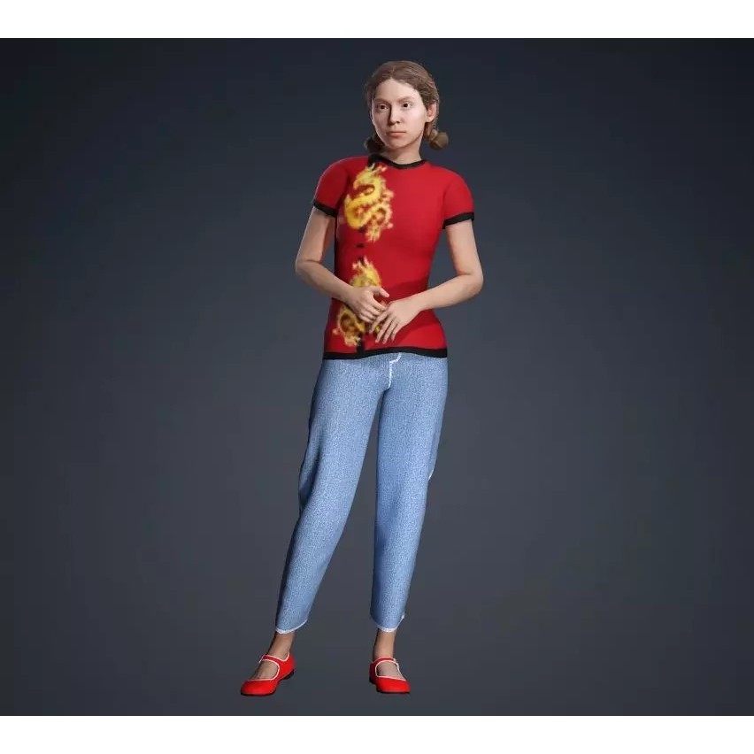 CasualF007 3D Model – Low Poly Rigged Character, FBX - View 11