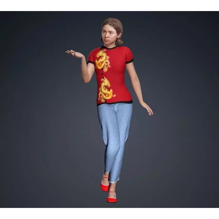 CasualF007 3D Model – Low Poly Rigged Character, FBX - View 12