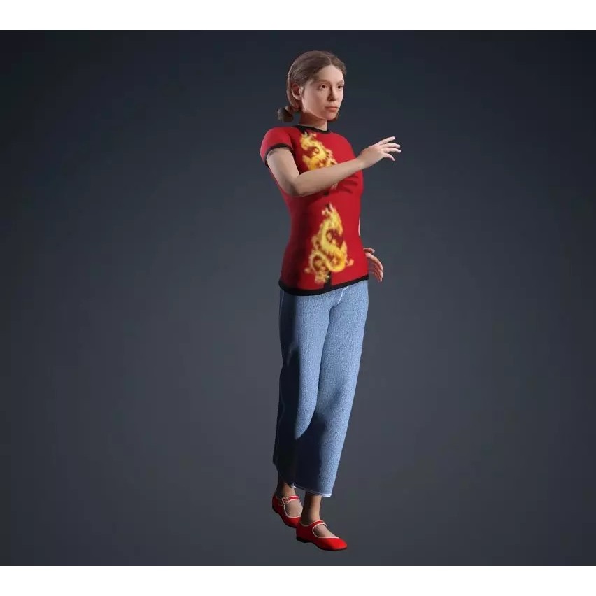 CasualF007 3D Model – Low Poly Rigged Character, FBX - View 13
