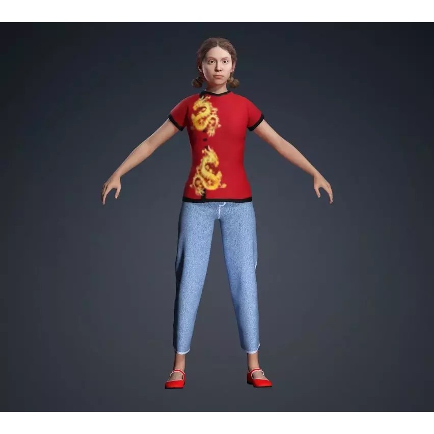 CasualF007 3D Model – Low Poly Rigged Character, FBX - View 15