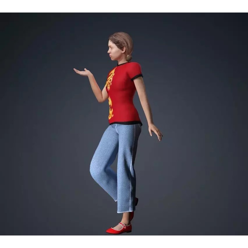 CasualF007 3D Model – Low Poly Rigged Character, FBX - View 18