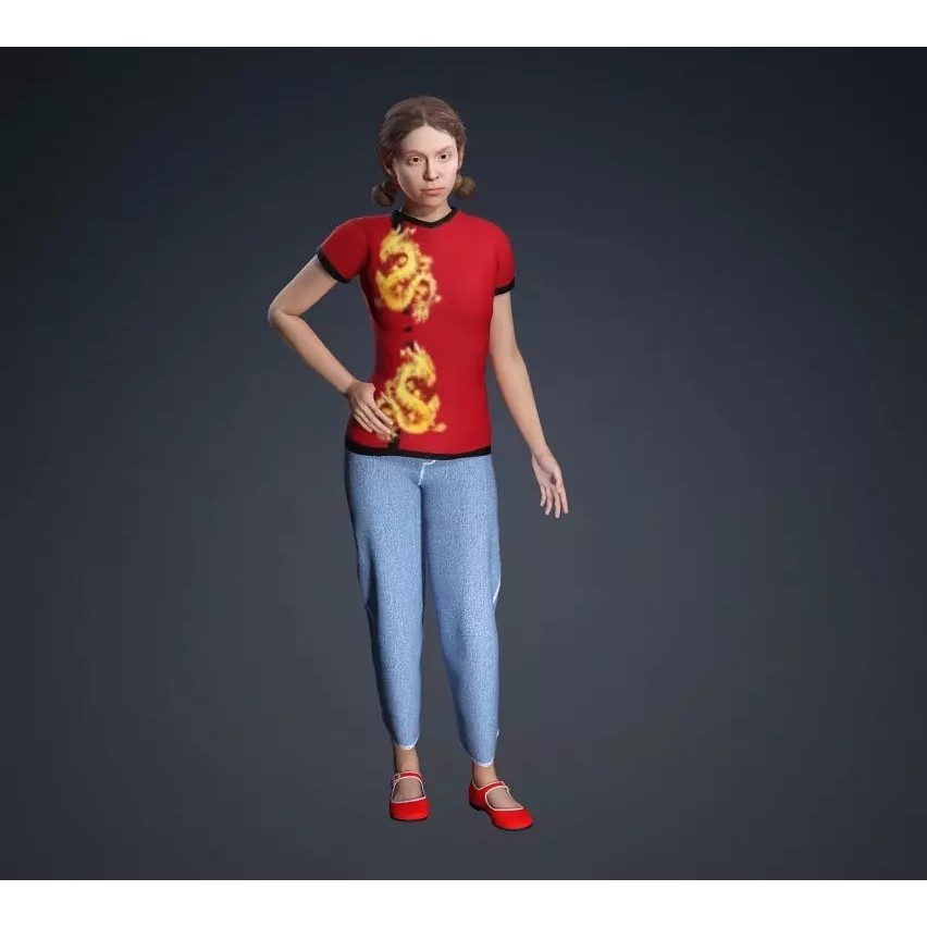 CasualF007 3D Model – Low Poly Rigged Character, FBX - View 19