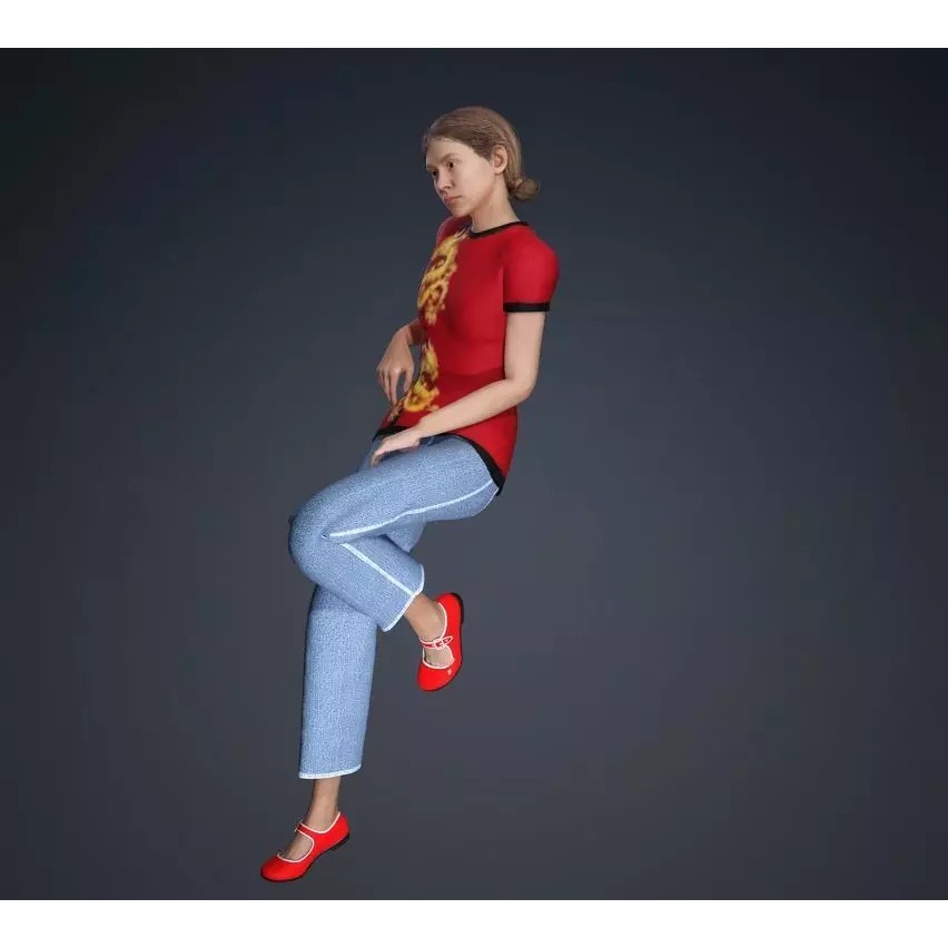 CasualF007 3D Model – Low Poly Rigged Character, FBX - View 21
