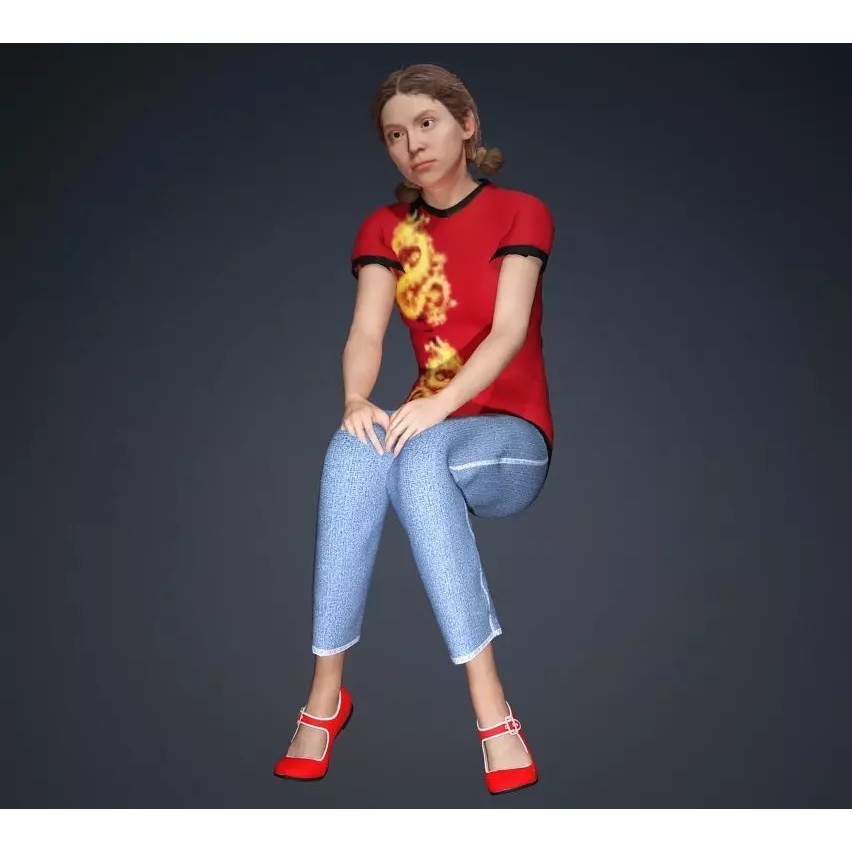 CasualF007 3D Model – Low Poly Rigged Character, FBX - View 22