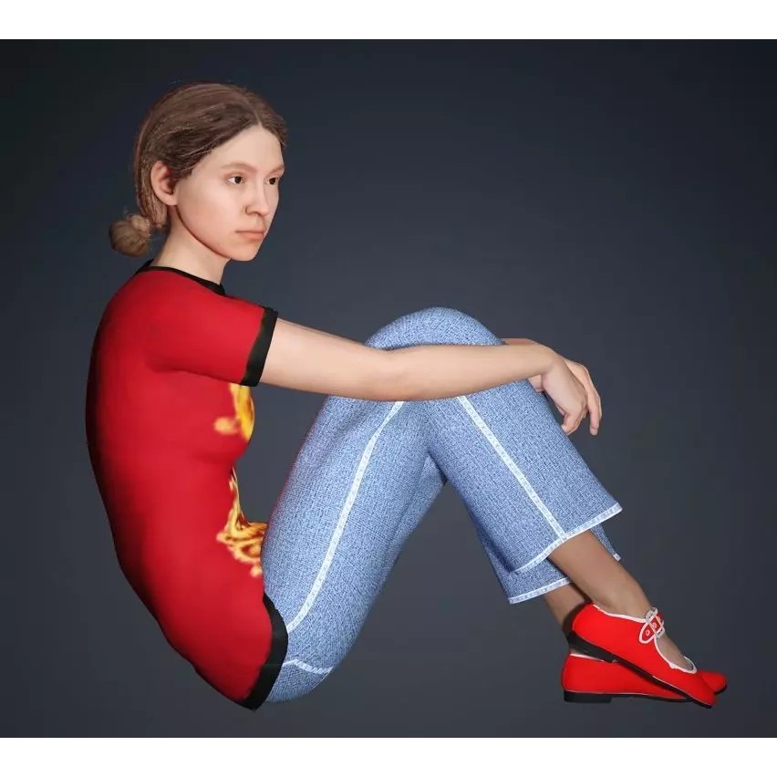 CasualF007 3D Model – Low Poly Rigged Character, FBX - View 24