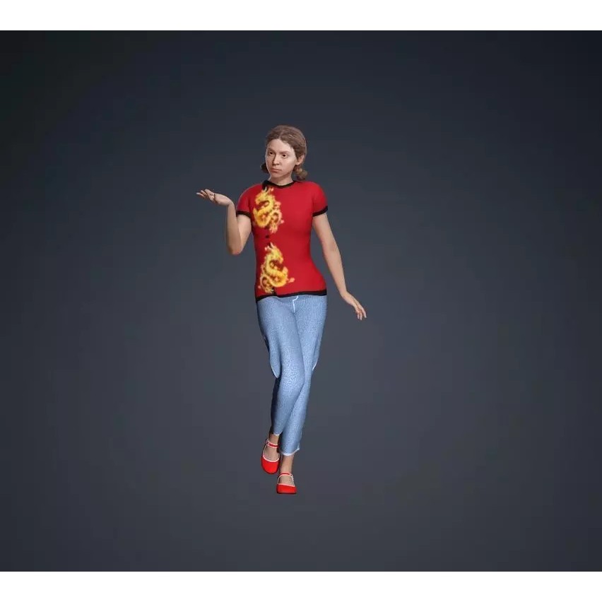 CasualF007 3D Model – Low Poly Rigged Character, FBX - View 3