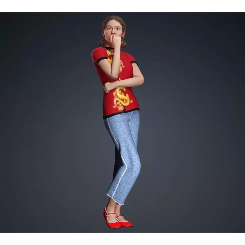 CasualF007 3D Model – Low Poly Rigged Character, FBX - View 4