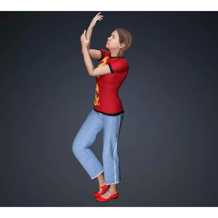CasualF007 3D Model – Low Poly Rigged Character, FBX - View 6