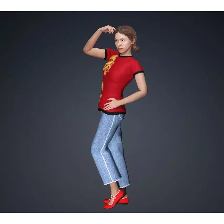 CasualF007 3D Model – Low Poly Rigged Character, FBX - View 7