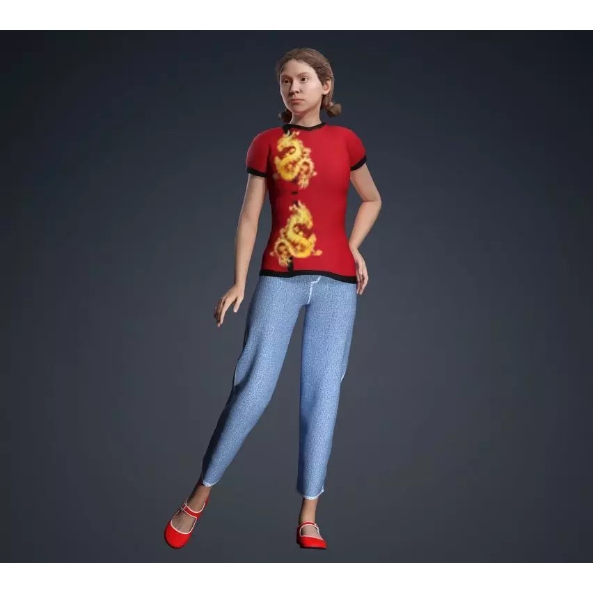 CasualF007 3D Model – Low Poly Rigged Character, FBX - View 9