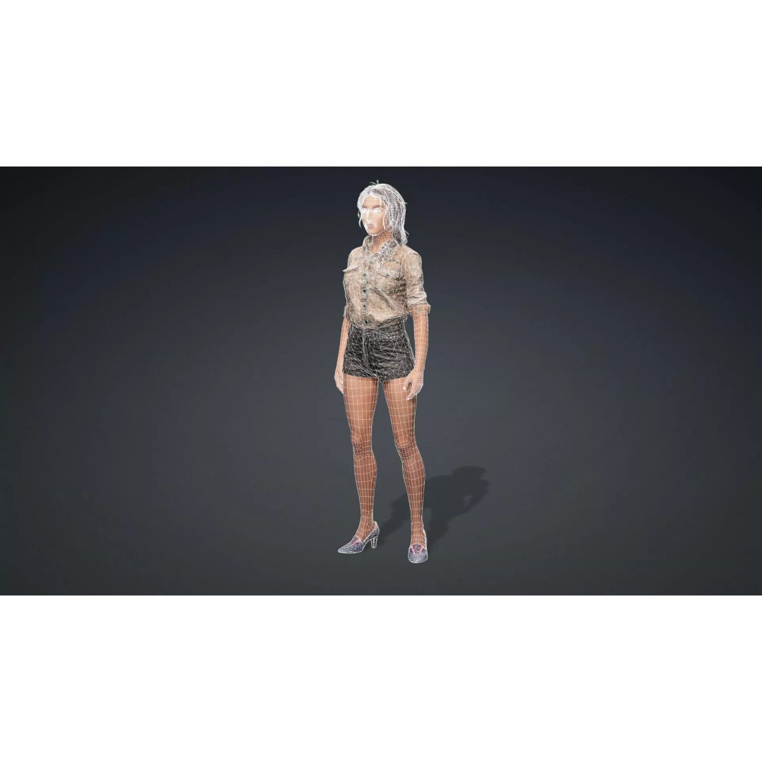 Realistic Female Character 3D Model – Rigged PBR Asset, FBX