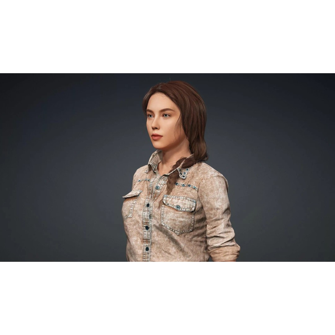 Realistic Female Character 3D Model – Rigged PBR Asset, FBX - View 10