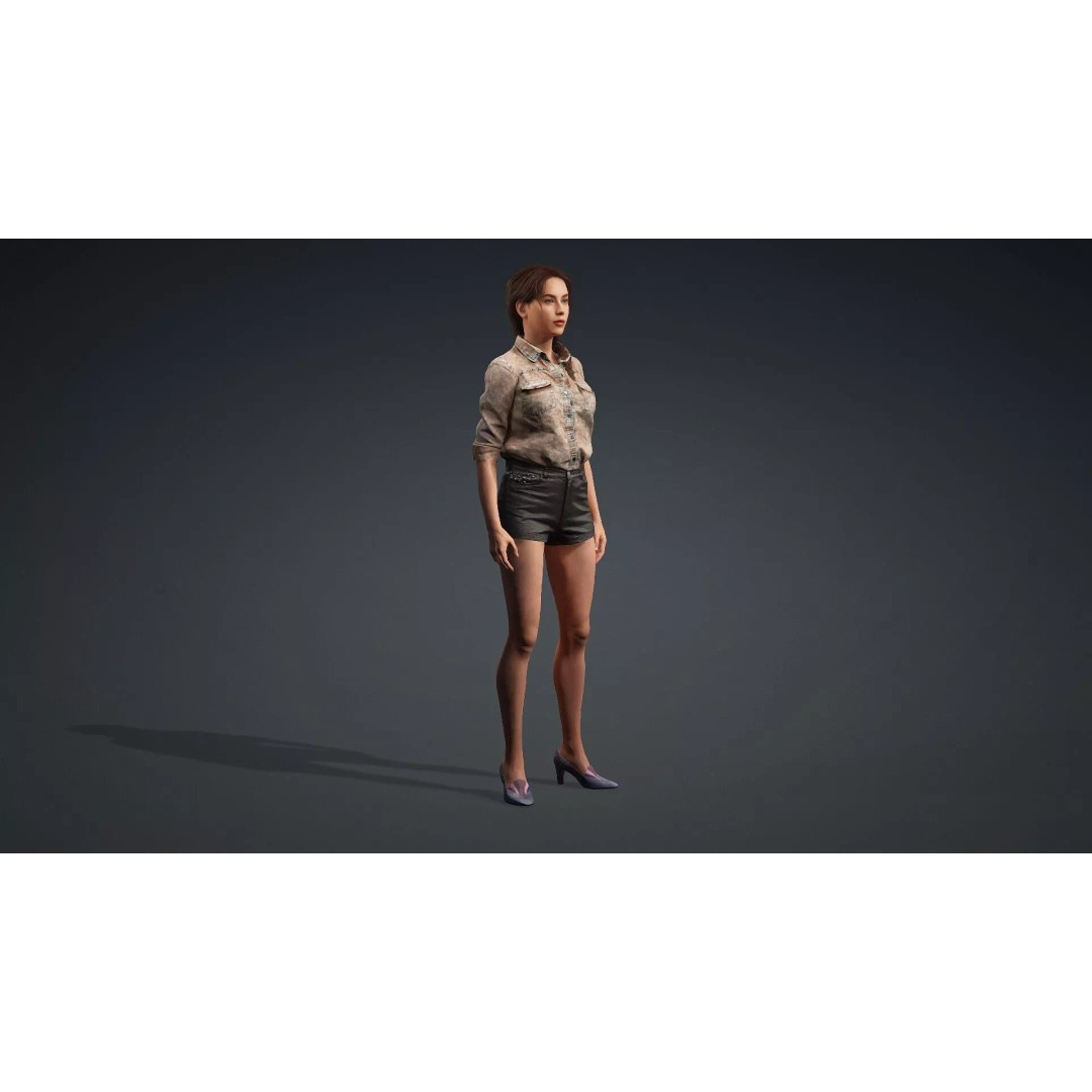 Realistic Female Character 3D Model – Rigged PBR Asset, FBX - View 11