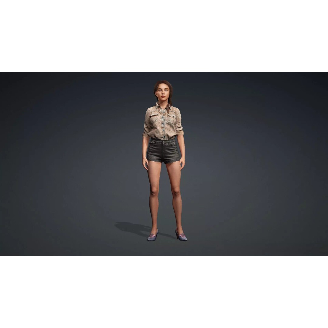 Realistic Female Character 3D Model – Rigged PBR Asset, FBX - View 3