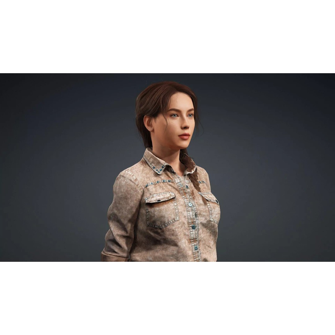Realistic Female Character 3D Model – Rigged PBR Asset, FBX - View 9