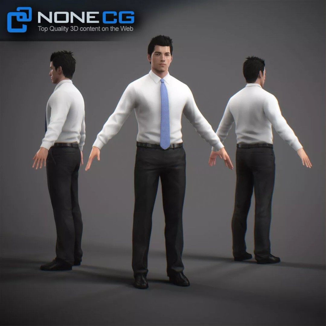 Animated Male Tom 3D Model – Low Poly Character with Rigging and Textures - View 10