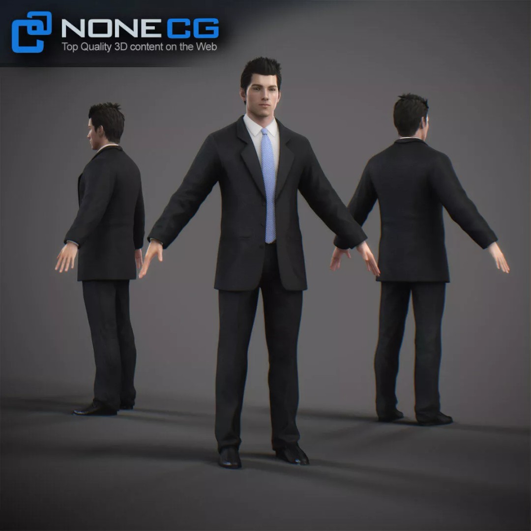 Animated Male Tom 3D Model – Low Poly Character with Rigging and Textures - View 5