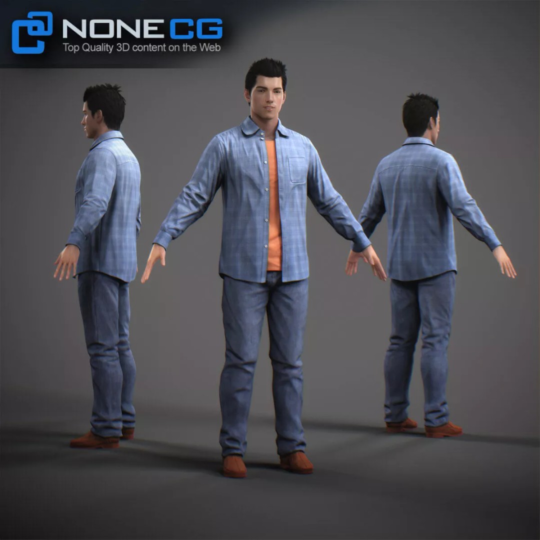 Animated Male Tom 3D Model – Low Poly Character with Rigging and Textures - View 9