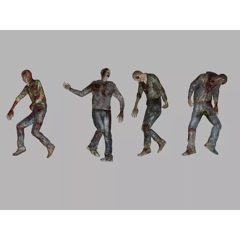 Human Corpses 3D Model – Low Poly Horror Asset Pack, FBX & OBJ - View 3