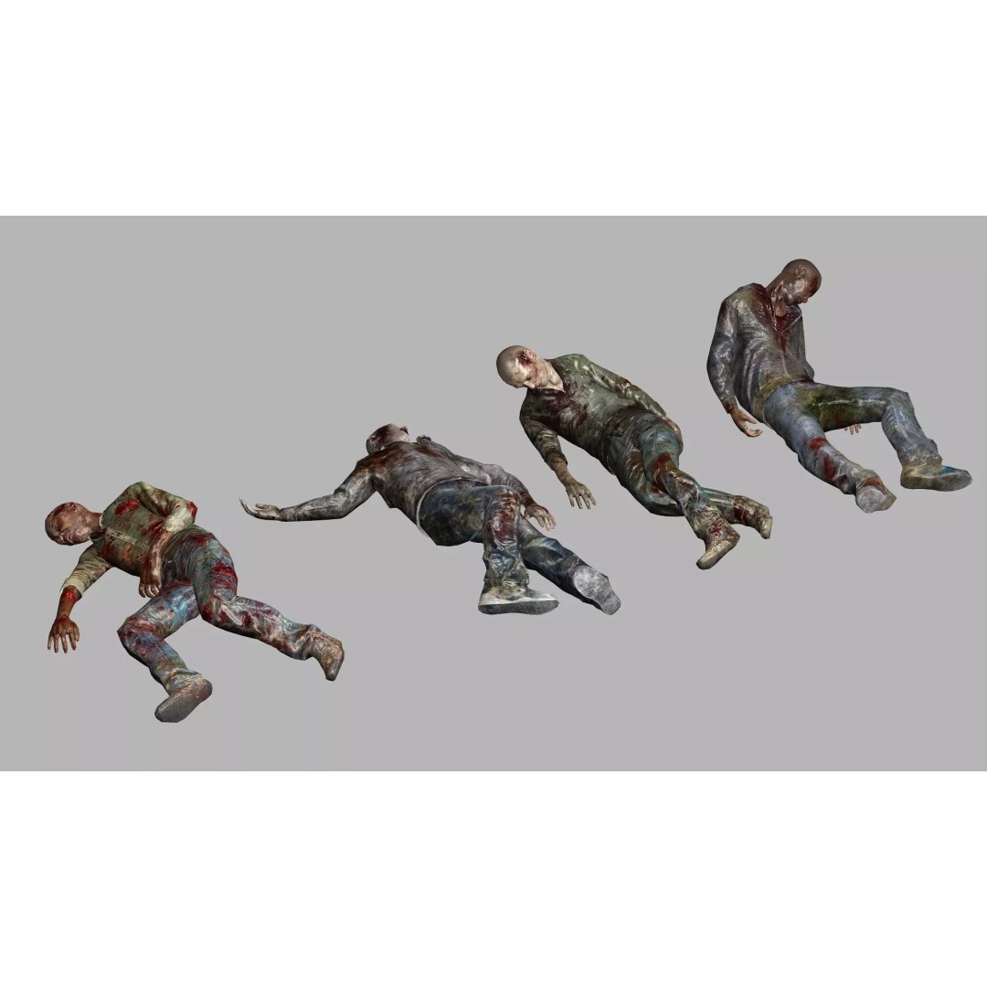 Human Corpses 3D Model – Low Poly Horror Asset Pack, FBX & OBJ - View 5