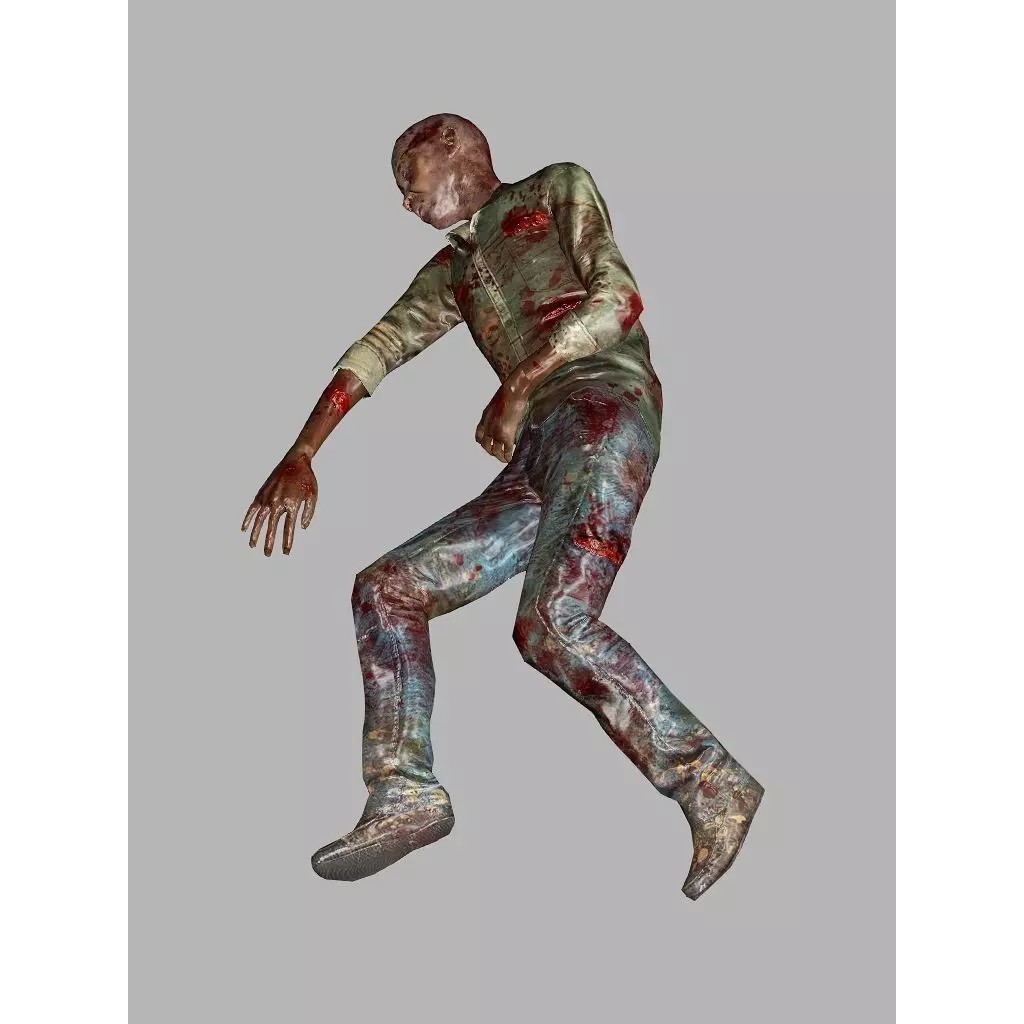 Human Corpses 3D Model – Low Poly Horror Asset Pack, FBX & OBJ - View 6