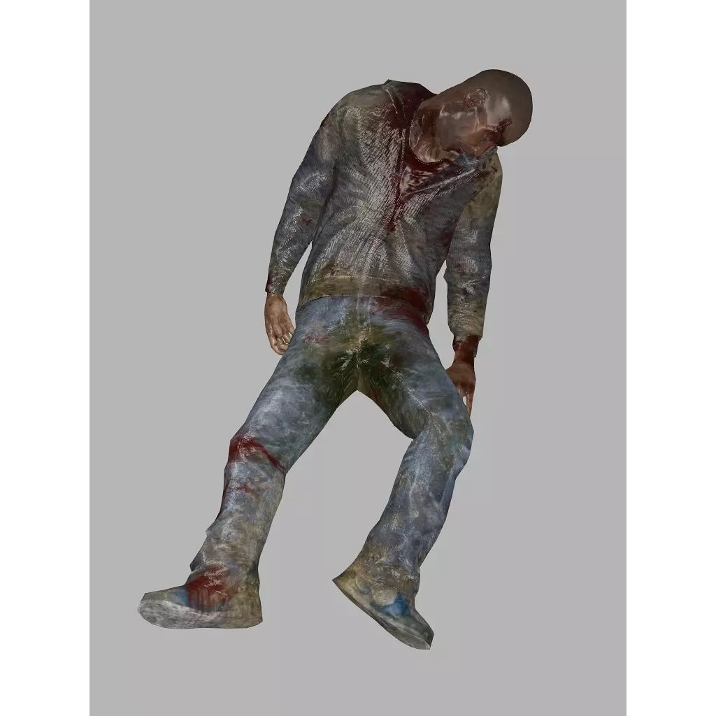 Human Corpses 3D Model – Low Poly Horror Asset Pack, FBX & OBJ - View 7
