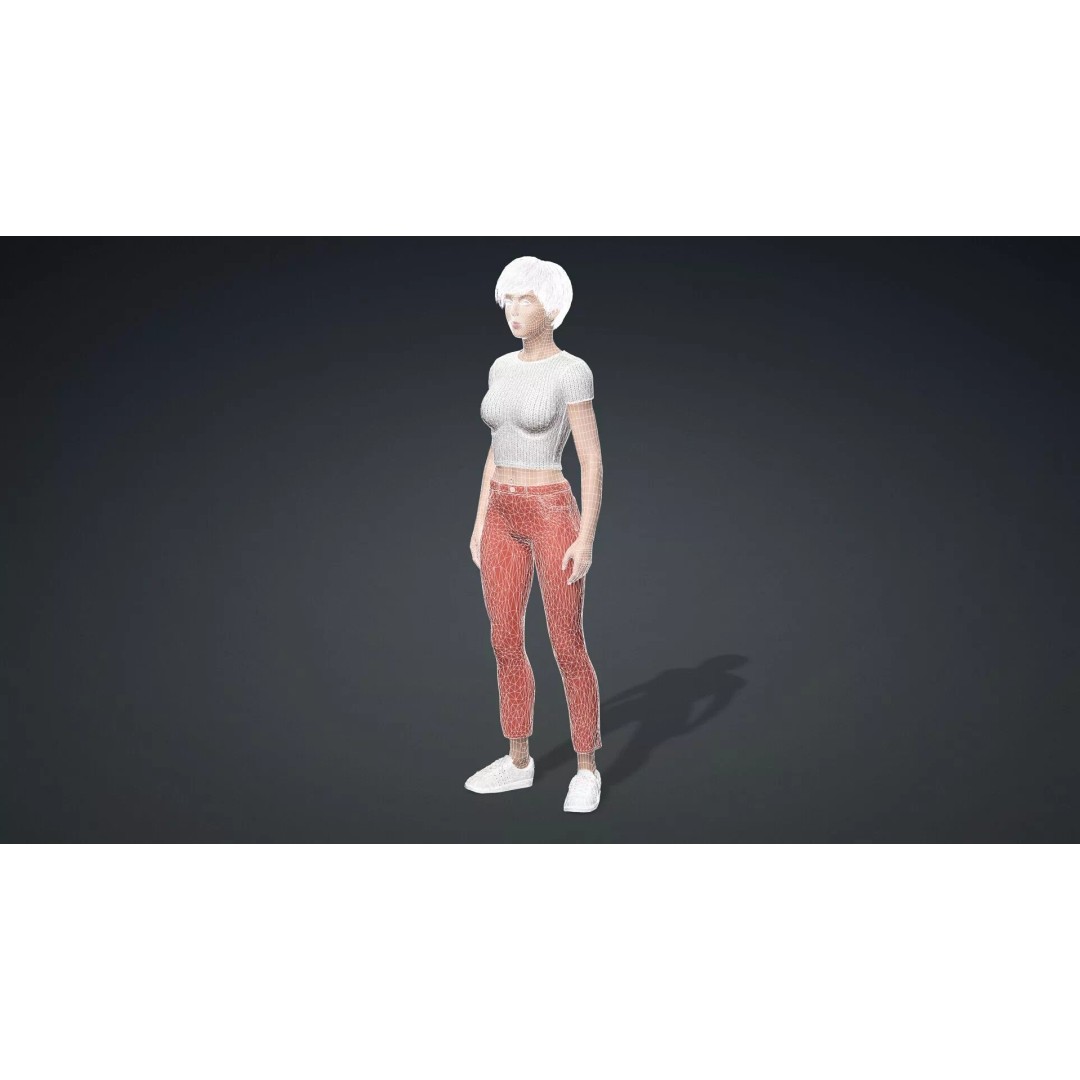Modern Woman 3D Model – Realistic Rigged Character for Animation