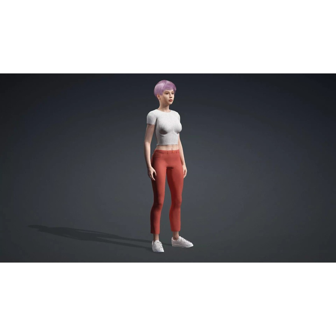 Modern Woman 3D Model – Realistic Rigged Character for Animation - View 11